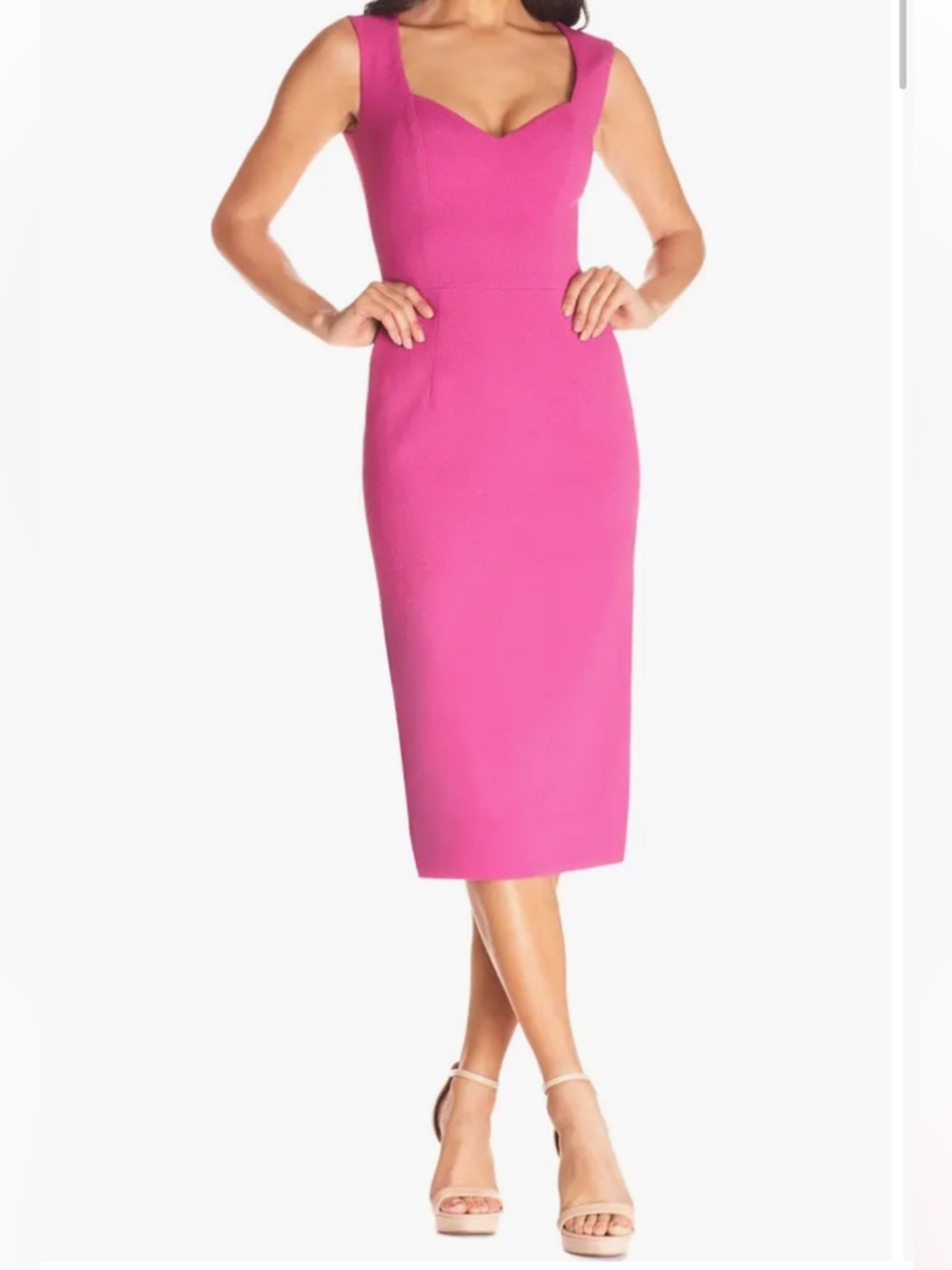 Dress the Population Elle Sweetheart Neck Sheath Midi Dress Size X-Small NWT